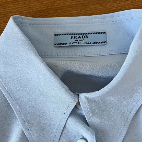 Prada Light Light Blue Button Down Blouse Small - Picture 2 of 5